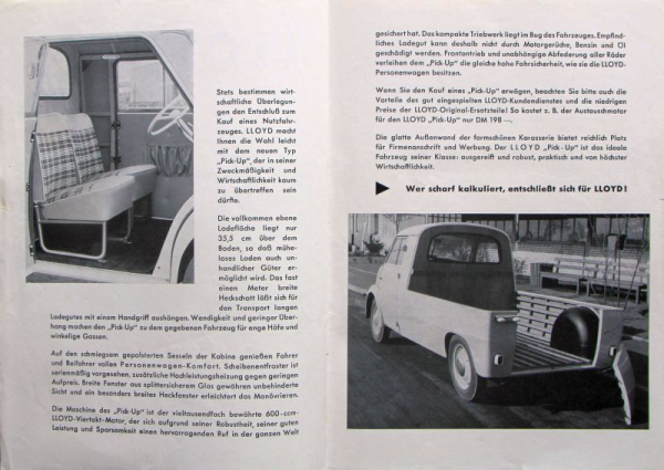 Lloyd LT Pick-up Modelprogram 1954 Carbrochure (10009)